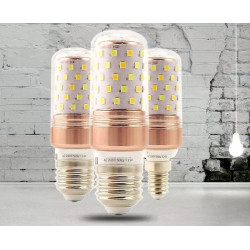 Żarówka LED Corn 16 W z gwintem E-14, transparentna osłona, miedziany element obudowy
