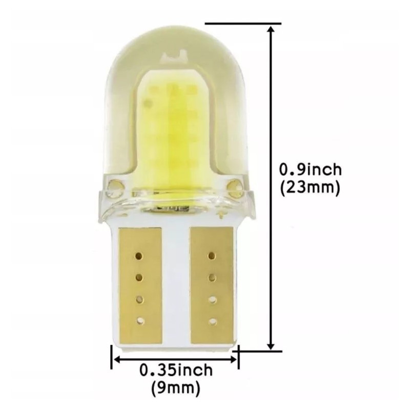 Mała żarówka LED T10 W5W o mocy 3 W z przezroczystą silikonową obudową