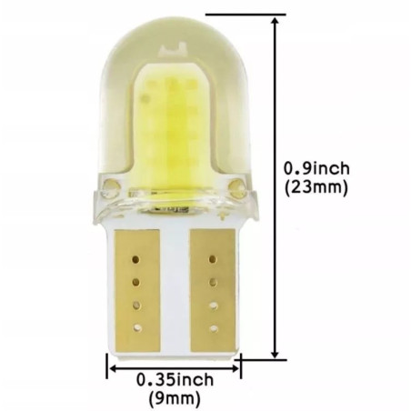 Mała żarówka LED T10 W5W o mocy 3 W z przezroczystą silikonową obudową