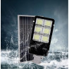 Latarnia solarna LED uliczna z panelem solarnym, mocowaniem i pilotem, biała obudowa, czarny panel lampy z diodami