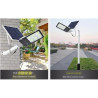Latarnia solarna LED uliczna z panelem solarnym, mocowaniem i pilotem, biała obudowa, czarny panel lampy z diodami