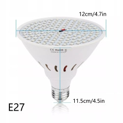 Duża żarówka LED do roślin z 126 czerwono-niebieskimi diodami w układzie krzyża, gwint E27