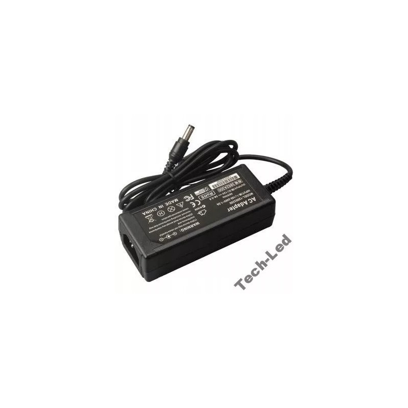 Czarny zasilacz 12V DC 5A 48W z przewodem i wtykiem do instalacji LED