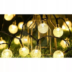 Girlanda solarna LED z małymi kulkami 2 cm emitująca ciepłe światło