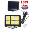 Czarna lampa solarna z 6 modułami LED COB, panel solarny i pilot zdalnego sterowania