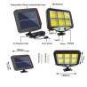 Czarna lampa solarna z 6 modułami LED COB, panel solarny i pilot zdalnego sterowania