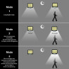 Czarna lampa solarna z 6 modułami LED COB, panel solarny i pilot zdalnego sterowania