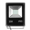 Czarny naświetlacz LED 30W z kwadratową matrycą 30 diod i oznaczeniami 30W, IP65