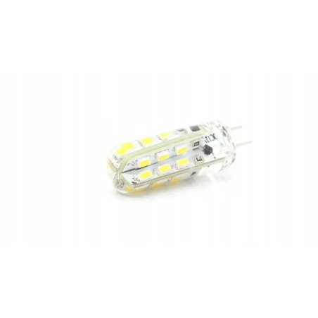 Żarówka LED z trzonkiem GU-4, 24 żółte diody SMD, przezroczysta obudowa