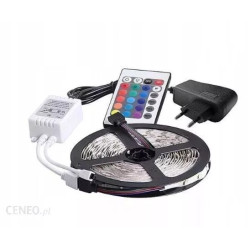Zestaw taśmy LED RGB 3528 wraz z zasilaczem i pilotem do sterowania kolorami