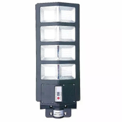 czarna lampa solarna LED 360 diod z pilotem i mocowaniem na rurę