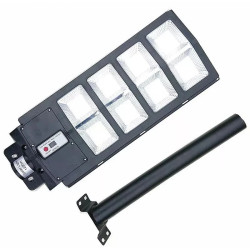czarna lampa solarna LED 360 diod z pilotem i mocowaniem na rurę