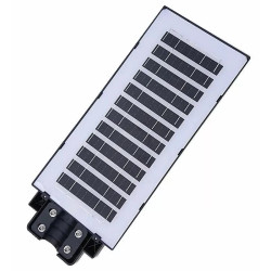 czarna lampa solarna LED 360 diod z pilotem i mocowaniem na rurę