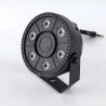 Czarny mini reflektor stroboskopowy LED z 6 diodami RGB i uchwytem montażowym