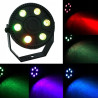Czarny mini reflektor stroboskopowy LED z 6 diodami RGB i uchwytem montażowym