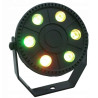 Czarny mini reflektor stroboskopowy LED z 6 diodami RGB i uchwytem montażowym