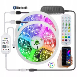 Zestaw taśmy LED RGB 10 m z pilotem, kontrolerem muzycznym i zasilaczem 12V
