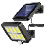 Czarna lampa solarna ścienna z panelem solarnym i kablem 5 m, czujnik ruchu