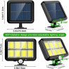 Czarna lampa solarna ścienna z panelem solarnym i kablem 5 m, czujnik ruchu
