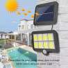Czarna lampa solarna ścienna z panelem solarnym i kablem 5 m, czujnik ruchu