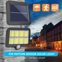 Czarna lampa solarna ścienna z panelem solarnym i kablem 5 m, czujnik ruchu