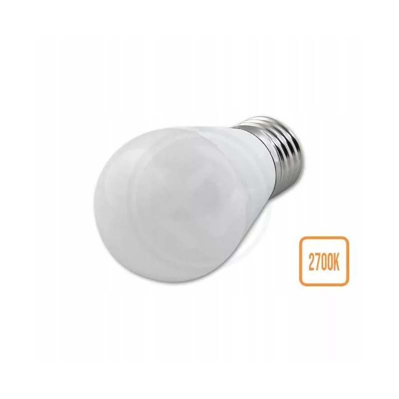 żarówka LED z gwintem E27, biała osłona, kształt kulisty
