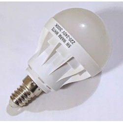 Żarówka LED w kształcie kulki z gwintem E14, oznaczenie 5W warm white, 220-240V