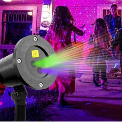 Czarny projektor laserowy RGB z uchwytem montażowym, efekt świetlny 3D na zewnątrz