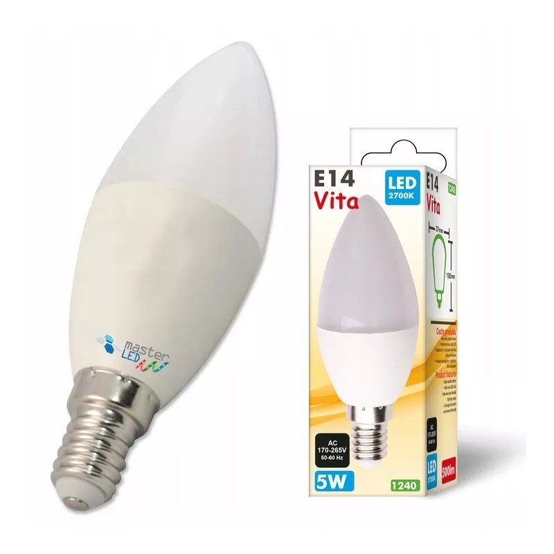 Żarówka LED w kształcie świecy z trzonkiem E14 i opakowanie produktu