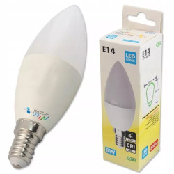 Żarówka świecowa LED E14 8W o neutralnej barwie światła i opakowanie