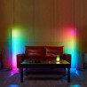 Czarna podłogowa lampa LED RGBW o wysokości 140 cm z pilotem i kolorowym światłem