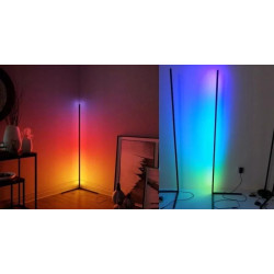 Czarna podłogowa lampa LED RGBW o wysokości 140 cm z pilotem i kolorowym światłem