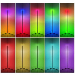 Czarna podłogowa lampa LED RGBW o wysokości 140 cm z pilotem i kolorowym światłem