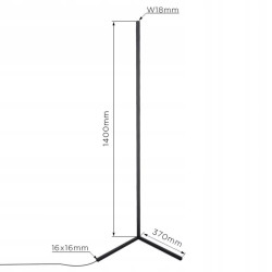 Czarna podłogowa lampa LED RGBW o wysokości 140 cm z pilotem i kolorowym światłem