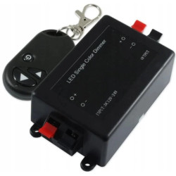 Sterownik ściemniacz LED 12V 8A z pilotem radiowym, czarna obudowa, pilot z klipsem