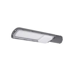 Latarnia uliczna LED 50W w kolorze szarym z białym panelem świetlnym, widok z różnych stron