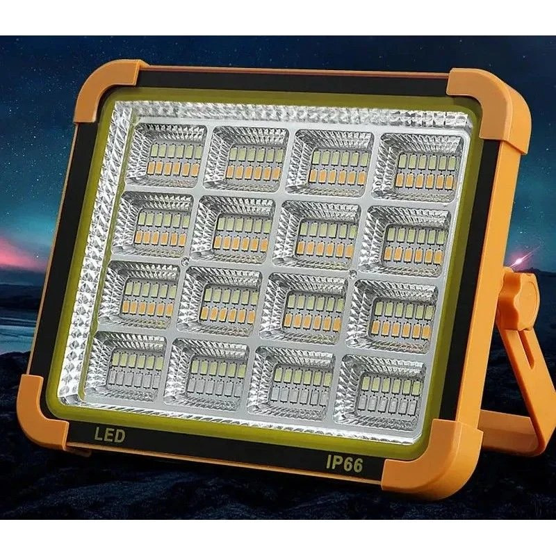 Przenośna żółto-czarna lampa LED robocza z 192 diodami i klasą ochrony IP66