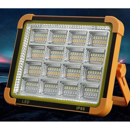 Przenośna żółto-czarna lampa LED robocza z 192 diodami i klasą ochrony IP66