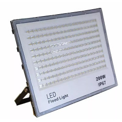 Halogen LED 200W z ultracienką obudową i uchwytem montażowym, biały front z diodami LED