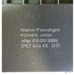 Halogen LED 200W z ultracienką obudową i uchwytem montażowym, biały front z diodami LED
