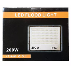 Halogen LED 200W z ultracienką obudową i uchwytem montażowym, biały front z diodami LED