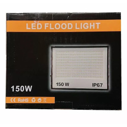 Halogen LED o prostokątnym kształcie, widoczne diody LED, czarna smukła obudowa z przymocowanym uchwytem montażowym