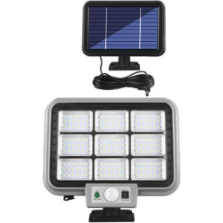 Ścienna lampa solarna LED 40W z panelem solarnym i pilotem, 162 diody LED