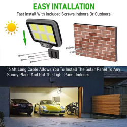 Ścienna lampa solarna LED 40W z panelem solarnym i pilotem, 162 diody LED