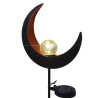 Lampa solarna ogrodowa o wysokości 80 cm z kulą ze spękanego szkła i metalową podstawką