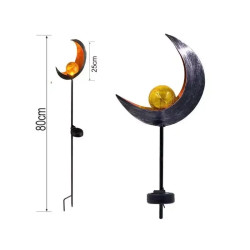 Lampa solarna ogrodowa o wysokości 80 cm z kulą ze spękanego szkła i metalową podstawką