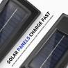 czarna latarnia solarna LED z sześcioma modułami diod, czujnikiem ruchu i pilotem