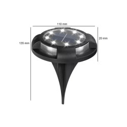 Cztery czarne lampy solarne ogrodowe z kolorowym podświetleniem i szpikulcem do wbijania