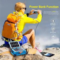 Przenośny halogen LED 150W z panelami solarnymi i kablem USB do ładowania urządzeń
