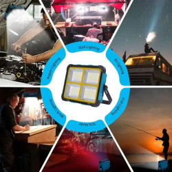 Przenośny halogen LED 150W z panelami solarnymi i kablem USB do ładowania urządzeń